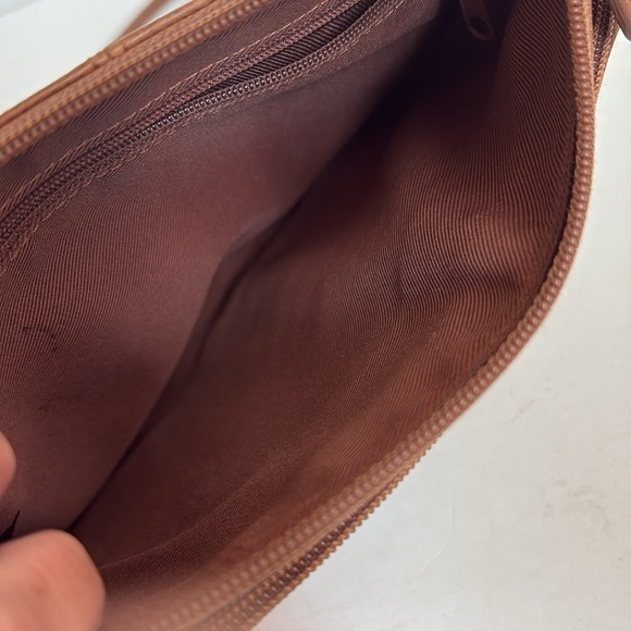 Fossil brown leather purse crossbody thin strap w zipper wallet compartment - Picture 10 of 16